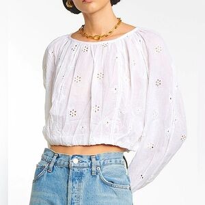 Velvet By Graham & Spencer Women’s Yara Broderie Anglaise White Blouse Size L